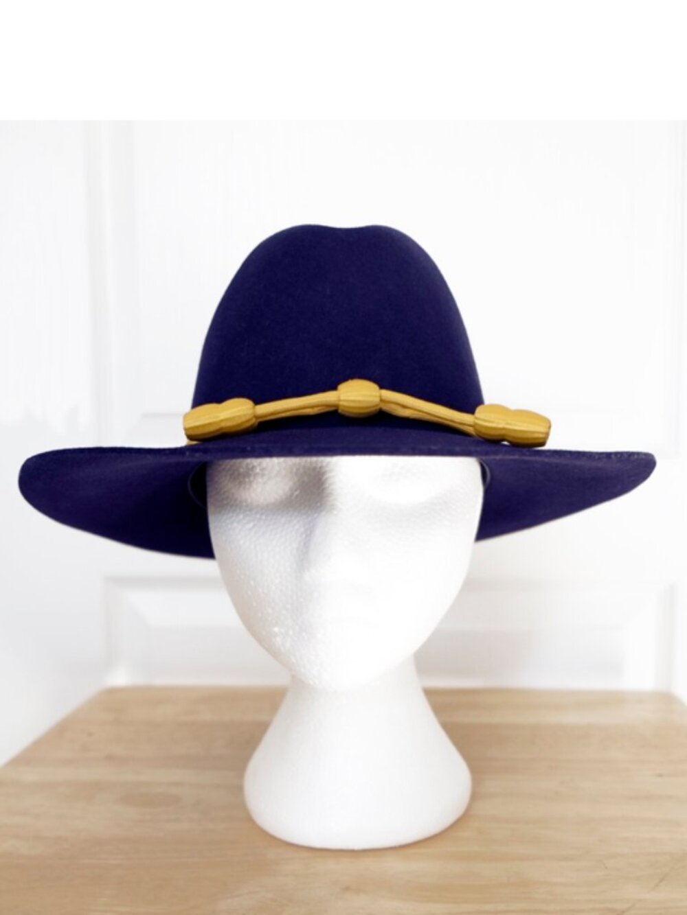 Vintage 70s 80s Bollman navy slouch hat - wool fur blend Cavalry style - Medium